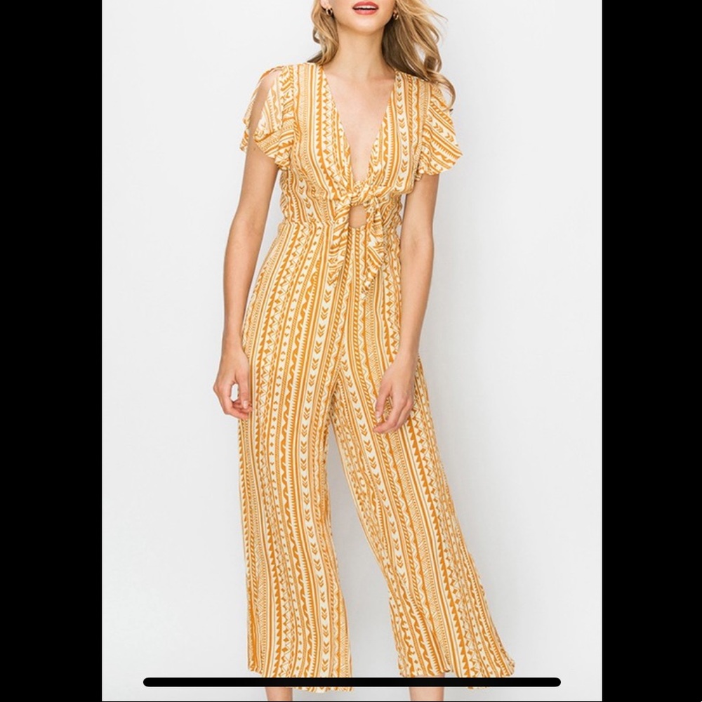 Print Front tie jumpsuit